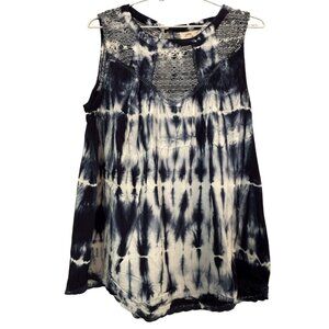 Knox Rose navy white tie dye sleeveless top L